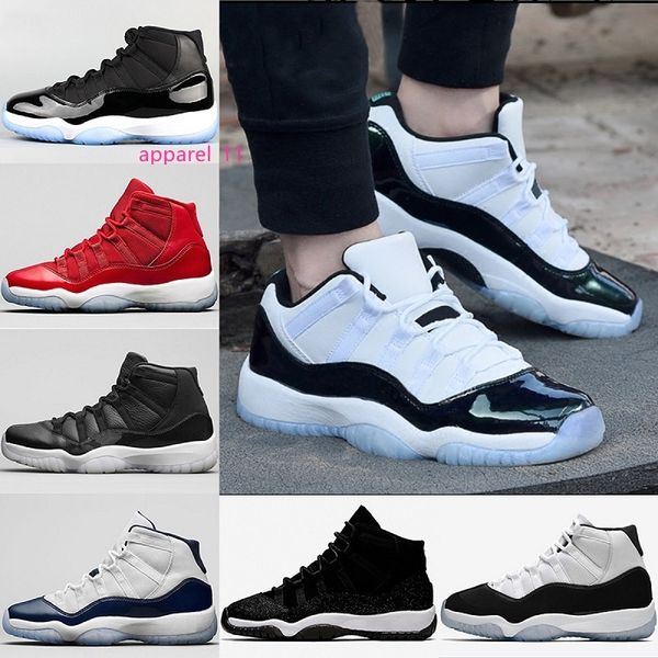 

mens 11 11s basketball shoes prom night concord 45 red bred metallic gold gamma blue space jam sports sneakers eur 36-47
