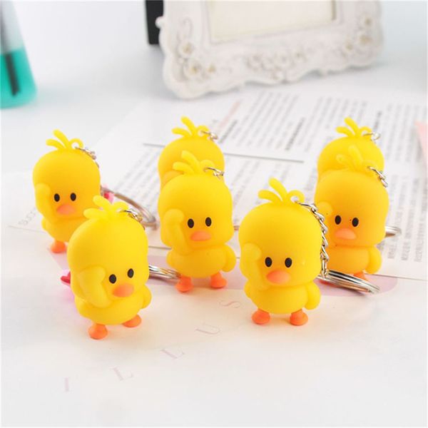 

2020 новая мода мультфильм милый tiktok маленькая желтая утка чистый красный ключ мешок аксессуары творческие подарки, Silver