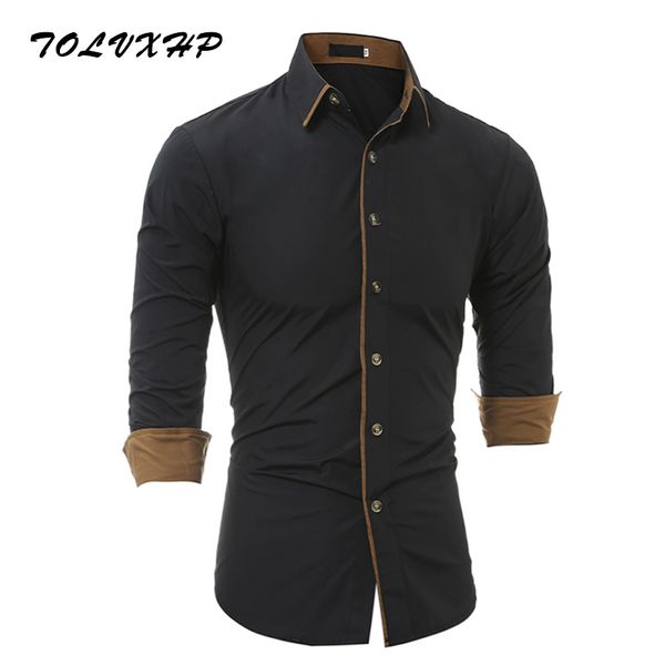 

Men Shirt Brand 2018 Male High Quality Long Sleeve Shirt Casual Solid Color Slim Fit Black Man Dress Shirts Camisa Masculina 3xl