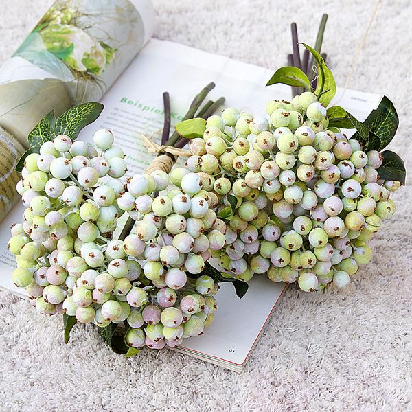 

5pcs/bundle luxury nordic handmade sapwood artificial flower fake berries home decoration wedding bouquet pgraphy props
