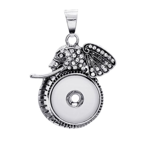 

fashion interchangeable metal elephant flower ginger crystal necklace 185 fit 18mm snap button pendant necklace charm jewelry for women gift, Silver