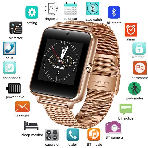 

smart watch men women digital electronic watch stainless steel sport waterproof support sim tf for android phones reloj, Slivery;brown