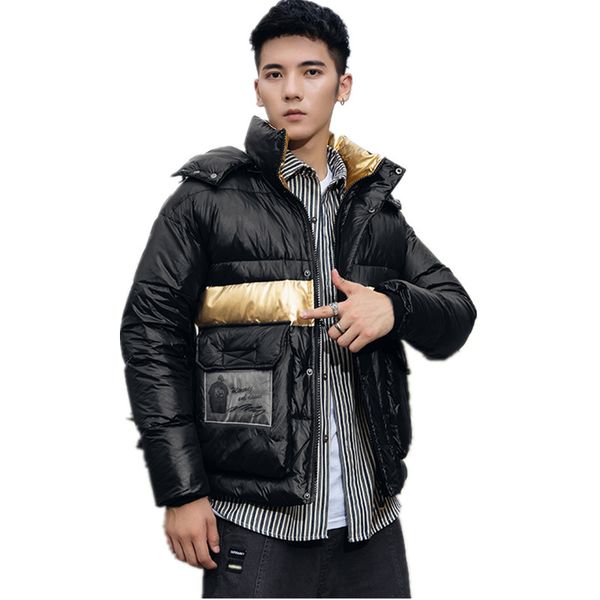 

winter duck down jacket mens hooded ultralight quality thermal thick coat parka male warm outwear fashion white duck down coat, Black