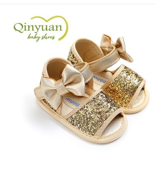 

ins newborn princess baby girls sparkle bling sequin soft breathable lovely infant prewalker+big bowknot decorate headband