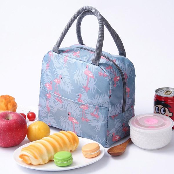 

fashion floral portable insulated lunch bag with meal pocket picnic box tote bag home students office outdoor travel