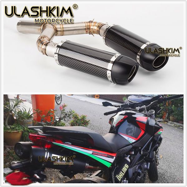 

motorcycle full system carbon fiber exhaust slip-on for aprilia shiver 750 shiver750 with muffler middle contact pipe