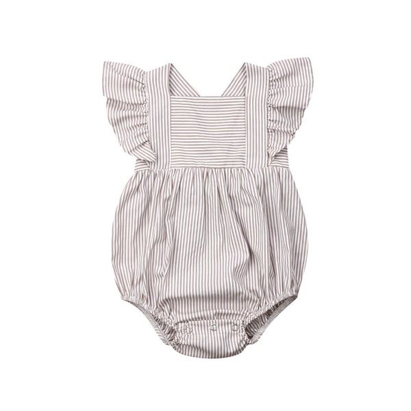 

0-24m summer newborn baby girls stripled ruffle cotton romper jumpsuit outfits sunsuit dropshipping clothing, Blue