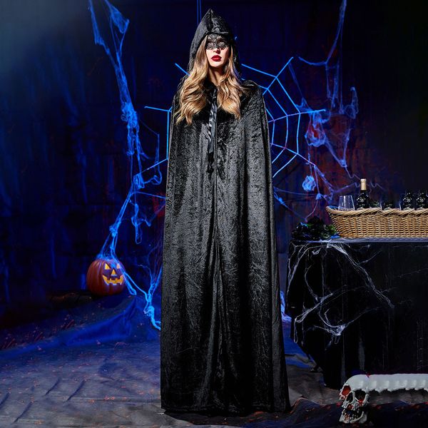

ladies hooded cloak women halloween christmas cosplay fashion vintage gothic middle ages dress cloak plus size, Silver