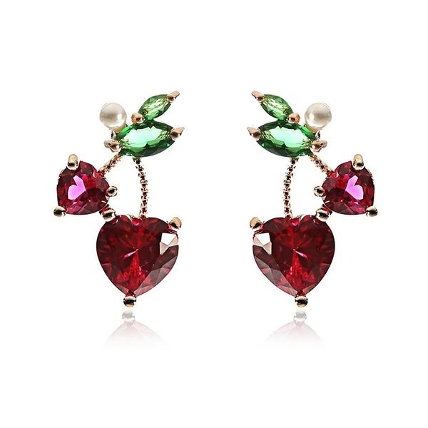 

леди циркон рубин gemstone сердцу eardrop s925 серебро уха шпильки женщин моды свадьбы невеста ювелирные банкетные серьги, Golden;silver