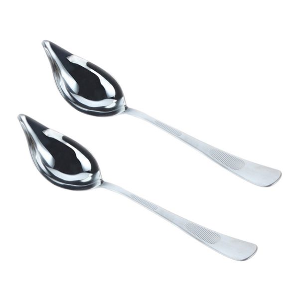 

2pcs seasoning scoops waterdrop design stainless steel pointed liquid soup sauce ice cream dressing scoop spoon