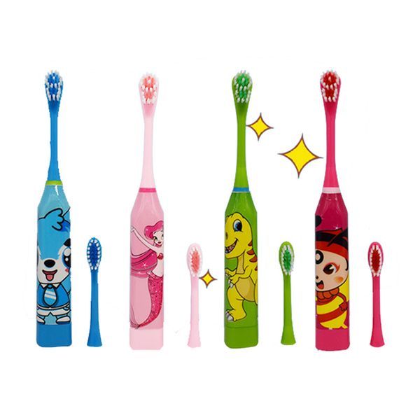 

children electric toothbrush cartoon pattern double-sided tooth brush electric teeth brush for kids with 2pcs replacement head