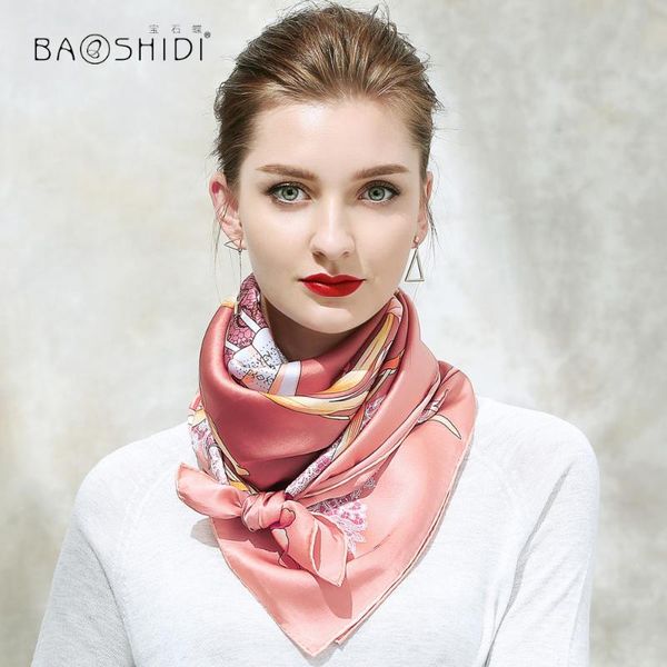 

baoshidi]2017 autumn new arrival 100% silk 16m/ thick pure silk large square scarf, floral pattern elegant scarves women, Blue;gray