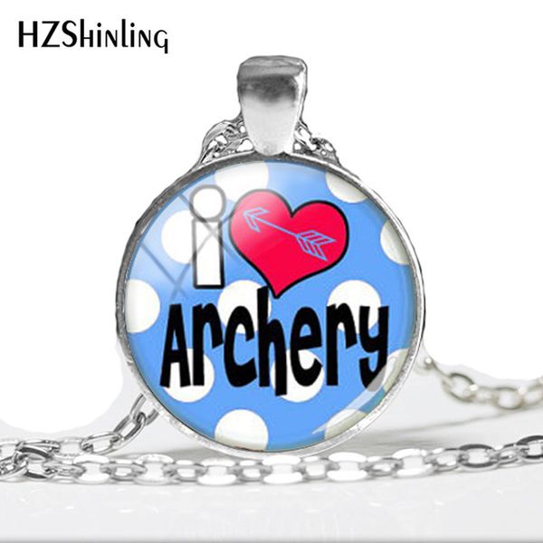 

2019 new i love archery pendant it's way of life necklace round p necklaces glass jewelry art printed p pendants hz1, Silver