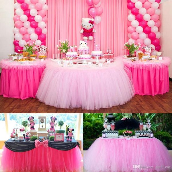 2019 Diy Tablecloth Yarn Tulle Table Skirt Wedding Party For
