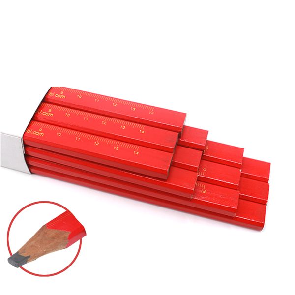 

5pcs black lead carpenter pencils diy builder joiners woodworking craft thick core flattened mark custom pen office stationery