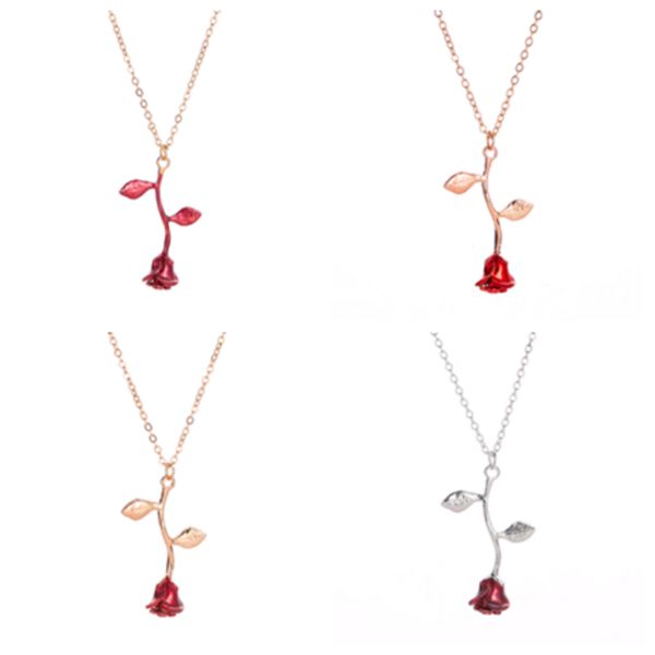 

fashionable rose joker clavicle chain temperament personality rose flower pendant valentine gift for ladies pendant necklaces t2c5055