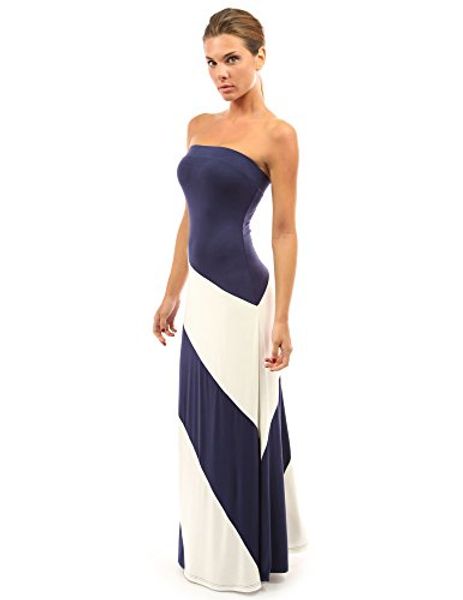

pattyboutik women's striped tube maxi dress, Black;gray