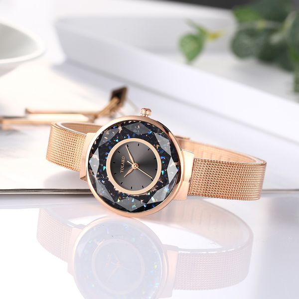 

yolako women's casual quartz stainless steel band newv strap watch analog wristwatch horloges vrouwen reloj dropship #1845, Slivery;brown