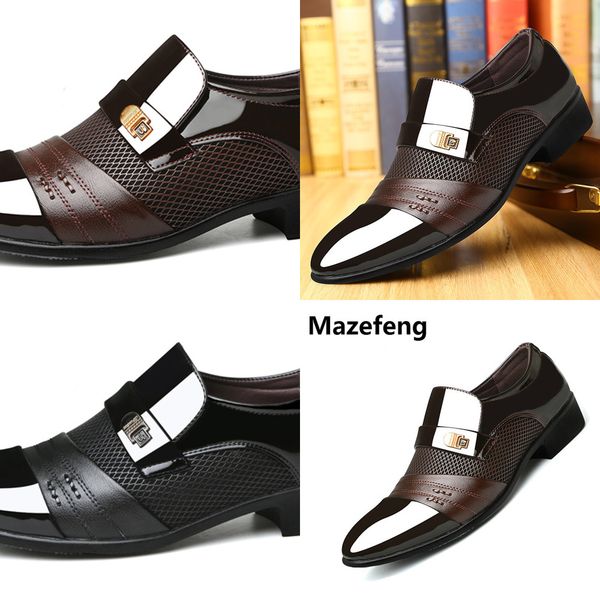 

summer men dress shoes plus size men formal flat shoes black brown breathable slip on men business office shoes plus size 38-48
