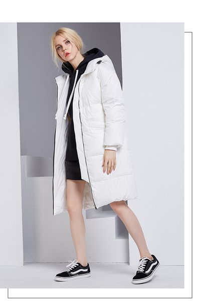 

sz.wensidi fashion casual women's veste femme winter quality down jacket women hooded girl's warm long overcoat down coat woman, Black