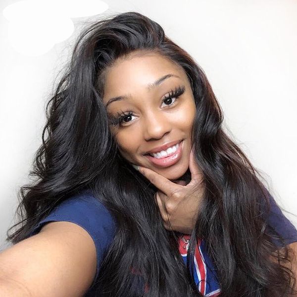 

13x4 lace frontal human hair wigs pre plucked hairline brazilian body wave lace frontal wig with baby hair for women, Black