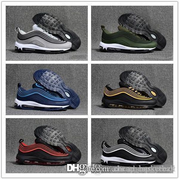 

sneaker 97s classic men's outdoor walking shoes fashion black gold and white cushioning mat running shoes