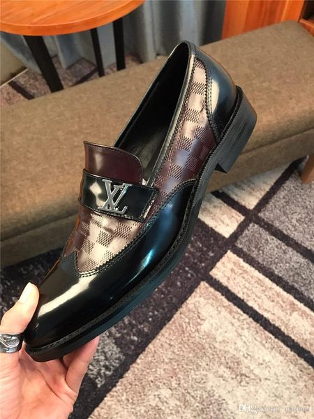 

19ss бизнес платье обувь мужчины оксфорд квартиры формальная обувь бренды мужская обувь лакированная кожа итальянский люкс свадьба zapato ра, Black