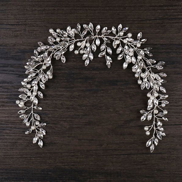 

full rhinestone wedding headbands for bride crystal pearl headband hair accessories wedding crystal hair band bride head jewelry, Golden;white