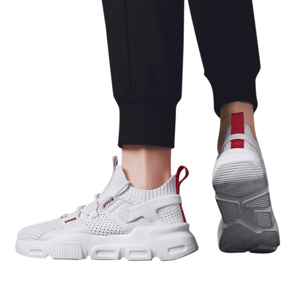 

fashion men trend breathable mesh lightweight casual walking shoes sneakers geometric mesh rubber sewing white men shoes z30719