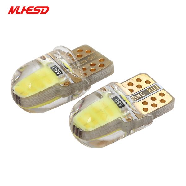 

10pcs led w5w t10 194 168 w5w cob 8smd led parking bulb auto wedge clearance lamp canbus silica bright white license light bulbs