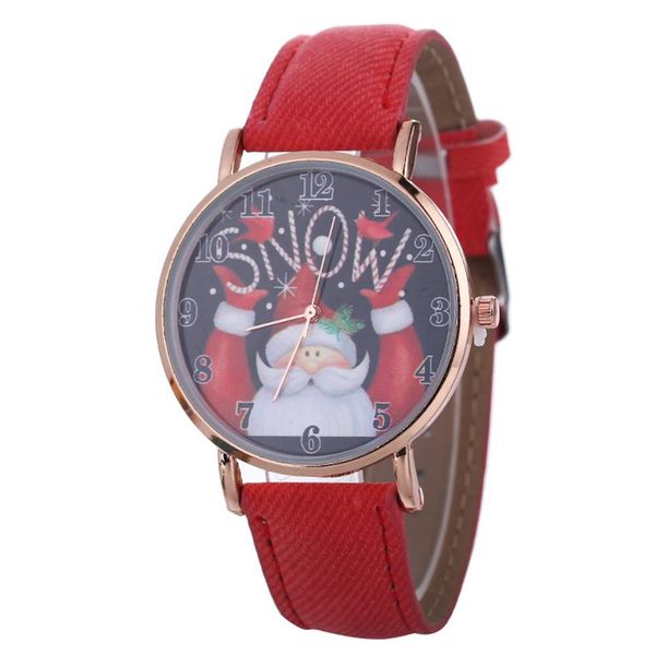 

luxury christmas pattern cowboy strap bracelet watch ladies round dial arabic number analog quartz wristwatch female clock hours, Slivery;brown