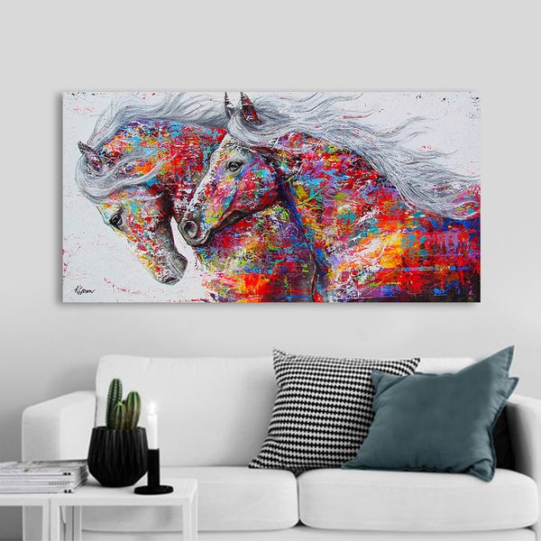 

canvas painting animal wall art two horse posters and prints wall pictures for living room decoration dining restaurant l home decor