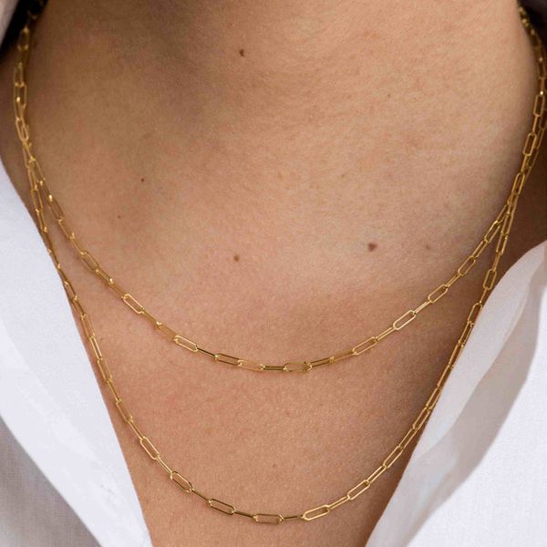

925 sterling silver open link chain necklace 16" 18" silver gold 2 colors basic chain necklaces