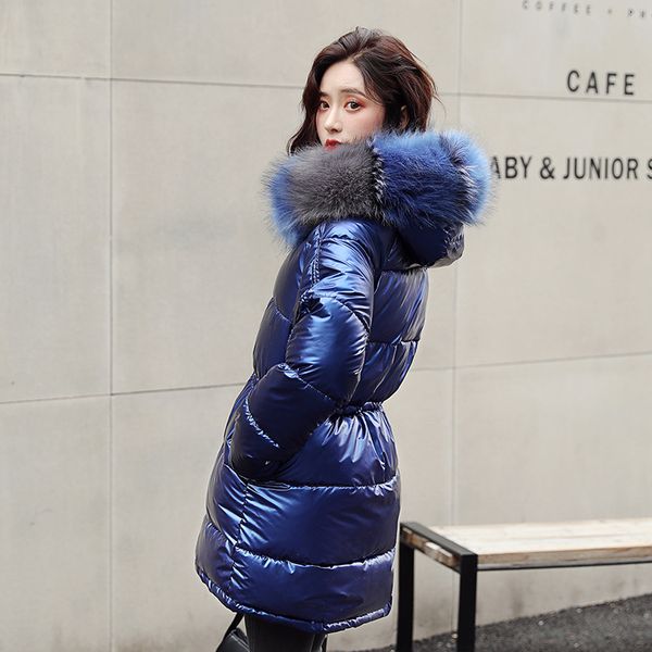 

меховой воротник серебряный женский пуховик женская средняя длина серебряный пуховик теплое пальто для женщин высокое качество с капюшоном г, Black