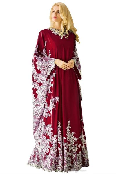 

new saudi arabic green evening dresses long sleeves gowns lace applique plus size prom wear elegant, Black;red