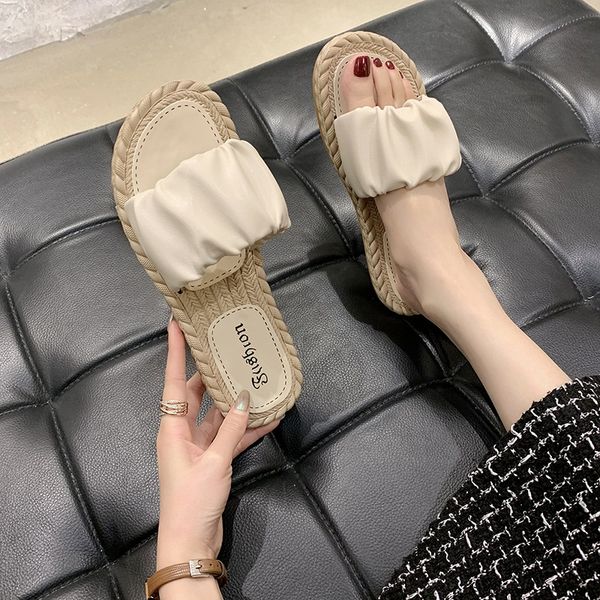 

female shoes slippers women summer slides low butterfly-knot fashion 2020 beach flat rubber pu basic low flat shoes, Black