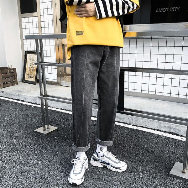 

men's skinny tight-leg men jeans male tide brand ins loose directly cuffless trousers trend casual elasticity jogger pants, Blue