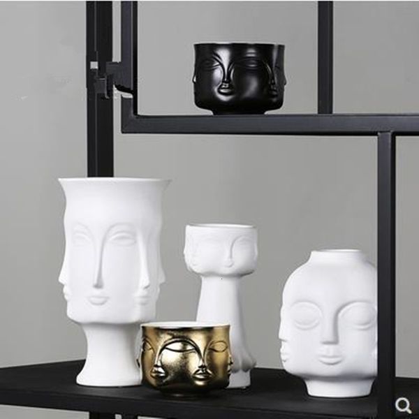 Ceramic Face Model Vase Creative Nordic Art Crafts Home Desk