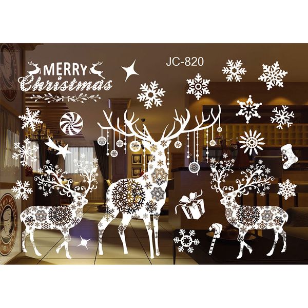 

new year glass window pvc wall sticker christmas diy snow city home wall stickers decal christmas decoration for home supplies