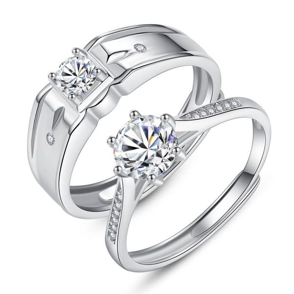 

lovers ring pair of openings for men and women 925 sterling silver ring simple marriage proposal, Golden;silver
