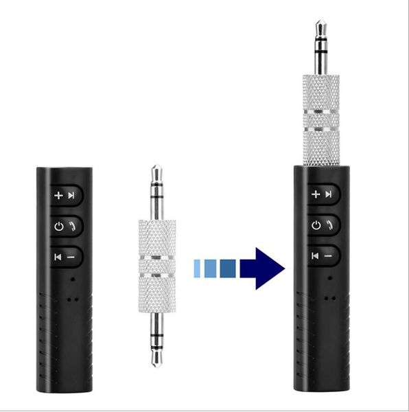 Clip-on Wireless Bluetooth-Empfänger für Auto-Kopfhörer-Lautsprecher 3,5-mm-Aux-Audio-Musik-Adapter-Buchse Schwarz BT2