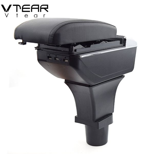 

vtear for kia morning armrest box usb charging heighten double layer central store content cup holder ashtray accessories 15-18