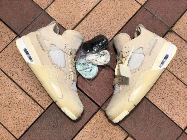 

2020 release off authentic 4 sp wmns sail cream white basketball shoes retro muslin white black man women sneakers with box cv9388-100