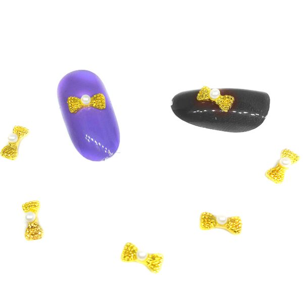 

gold silver nail art decorations bow tie charms 3d metal accessoire nail pearl glitter jewels for design assessoires, Silver;gold