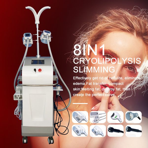 

8 в 1 cryolipolysis fat freeze machine 4 кавитация ручек 40k кавитация + rf + липолазер липолазерная скульптура для кавитации оборудование д