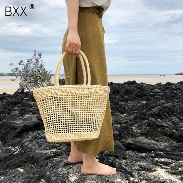 

bxx] 2020 new women's woven handmade hollow out handbags summer beach tote bag ladies single shoulder bag he347