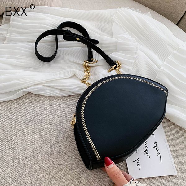 

bxx] solid color pu leather crossbody bags for women 2020 chain shoulder messenger bag lady handbags phone purses hk723