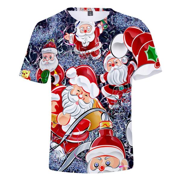

Christmas Festival Santa Claus Christmas Tree Pattern 3d Print T -Shirt Men /Women Summer Casual Short Sleeve T Shirt Clothes