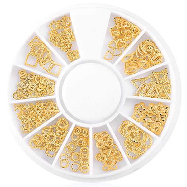 

hthl-3d hollow nail art decoration mixed shapes geometry golden tips diy nail art tools fashion decorating stickers xy-15, Black