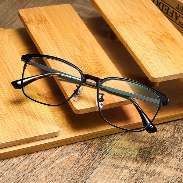 

pure b titanium optical glasses frame men vintage square prescription eyeglasses women retro myopia spectacles eyewear 3048, Black